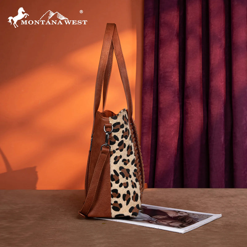 Load image into Gallery viewer, MW1318G-8318LP - Montana West Tooled Collection Concealed Carry Tote/Crossbody - Leopard
