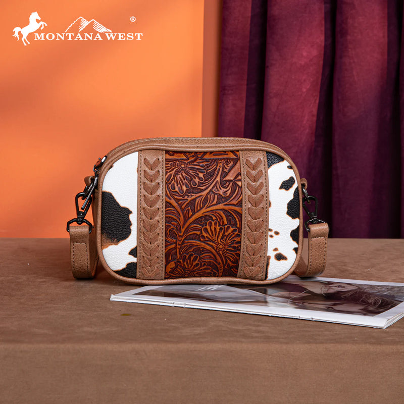 Load image into Gallery viewer, MW1318-8365BR - Montana West Tooled Collection Crossbody - Brown
