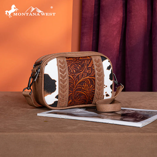 MW1318-8365BR - Montana West Tooled Collection Crossbody - Brown