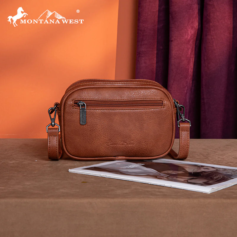 Load image into Gallery viewer, MW1318-8365LP - Montana West Tooled Collection Crossbody - Leopard
