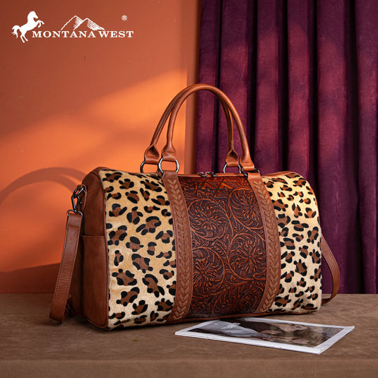 MW1318-5110LP - Montana West Tooled Collection Duffle Bag - Leopard