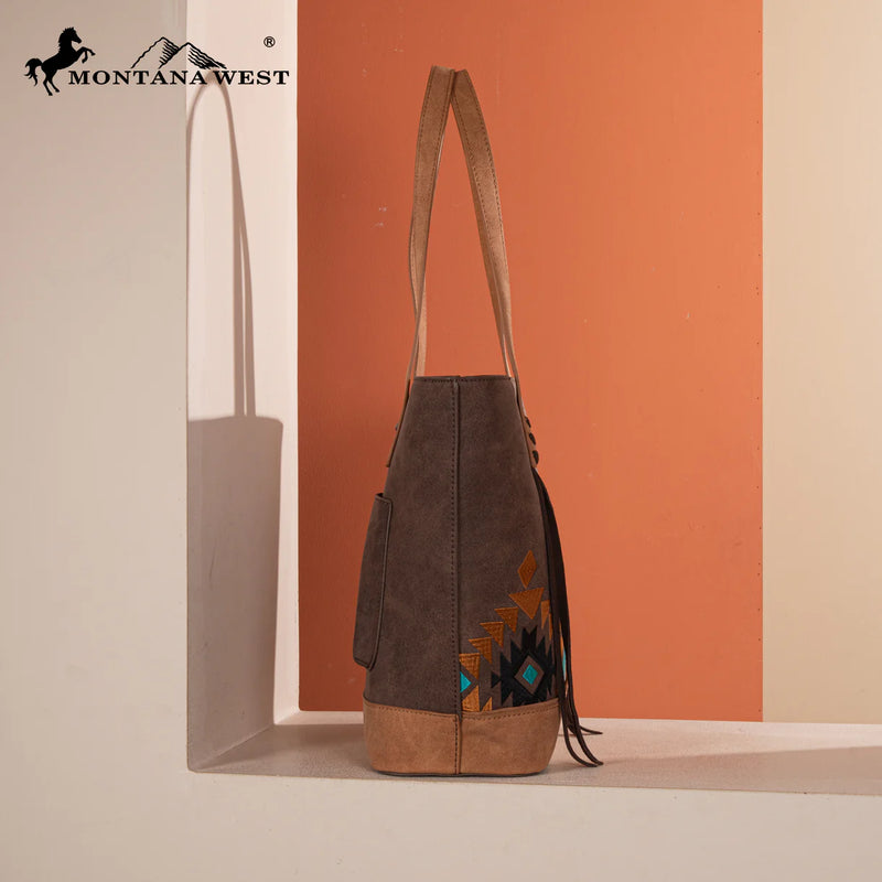 Load image into Gallery viewer, MW1312G-8317CF - Montana West Embroidered Collection Tote - Coffee
