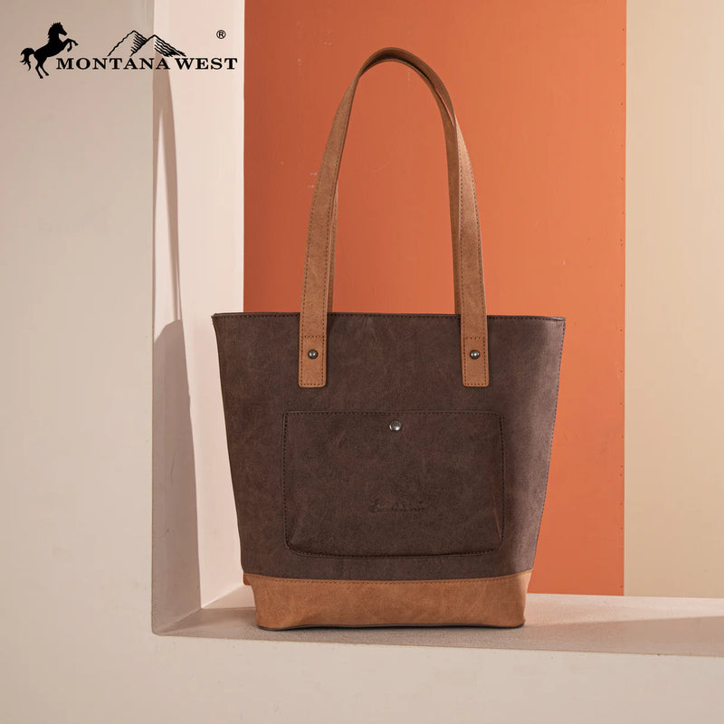 Load image into Gallery viewer, MW1312G-8317CF - Montana West Embroidered Collection Tote - Coffee
