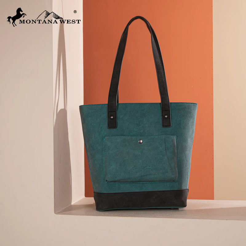 Load image into Gallery viewer, MW1312G-8317TQ - Montana West Embroidered Collection Tote - Turquoise
