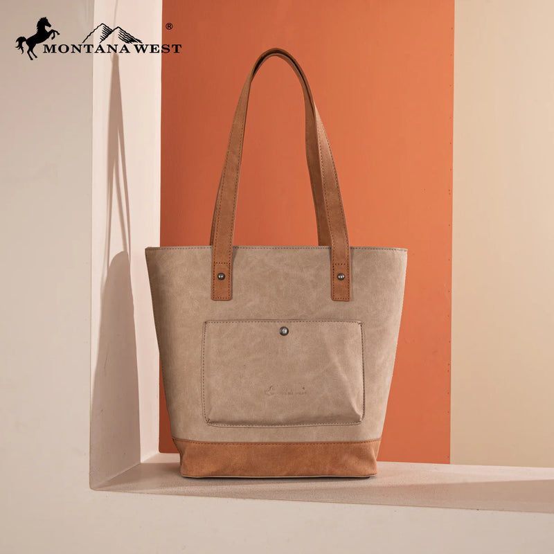 Load image into Gallery viewer, MW1312G-8317TN - Montana West Embroidered Collection Tote - Tan

