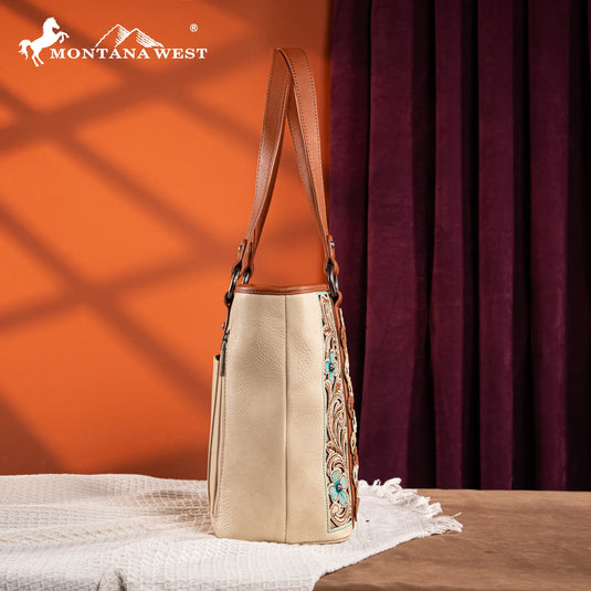 MW1313G-8317TN - Montana West Embroidered Concealed Carry Tote