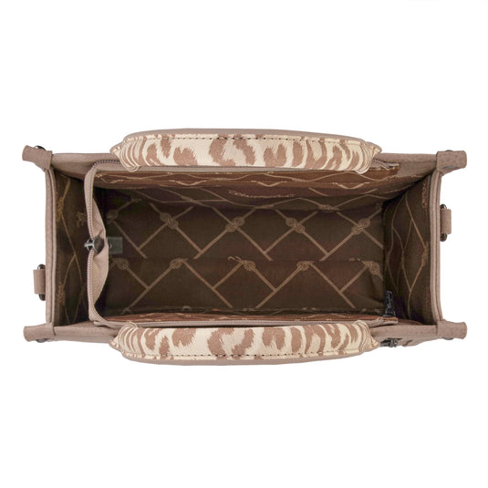 WG102-8120STN - Wrangler Leopard Print Concealed Carry Tote/Crossbody - Tan