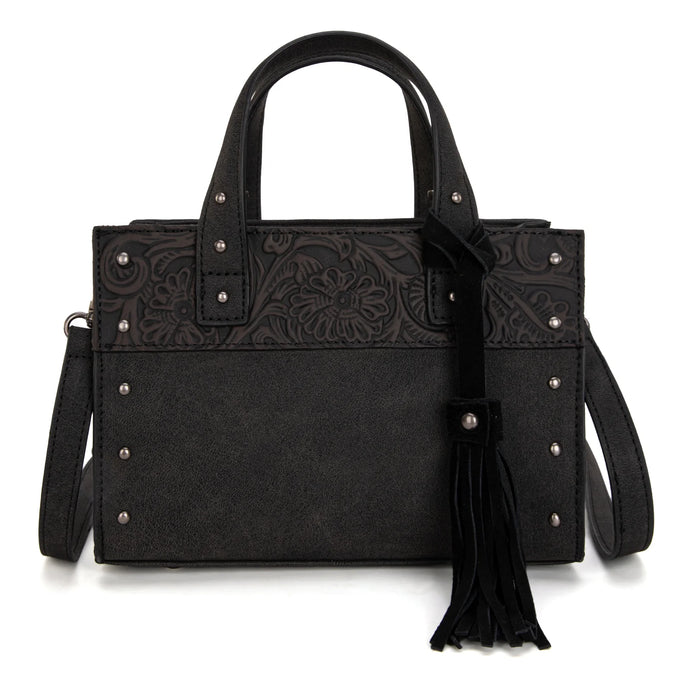 WG160-60102BK - Wrangler Western Tooled Tote Crossbody - Black
