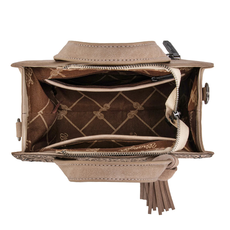 Load image into Gallery viewer, WG160-60102KH - Wrangler Western Tooled Tote Crossbody - Khaki
