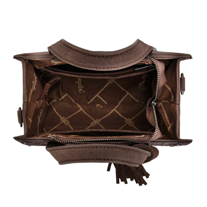 Load image into Gallery viewer, WG160-60102CF - Wrangler Western Tooled Tote Crossbody - Coffee
