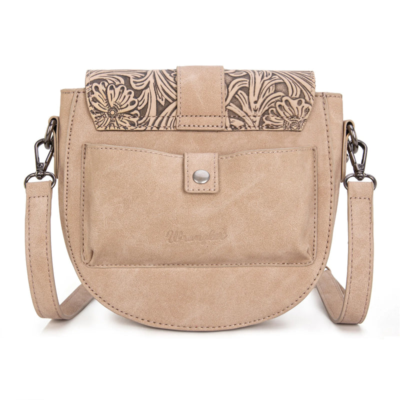 Load image into Gallery viewer, WG160-60113KH - Wrangler Western Tooled Saddle Bag Crossbody - Khaki
