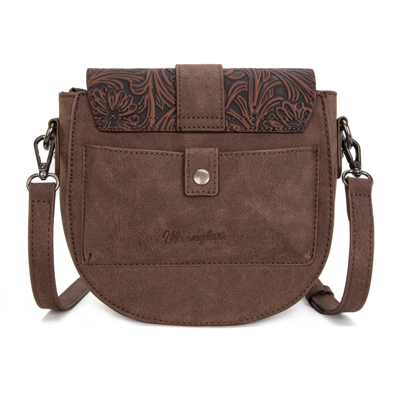 Load image into Gallery viewer, WG160-60113CF - Wrangler Western Tooled Saddle Bag Crossbody - Coffee
