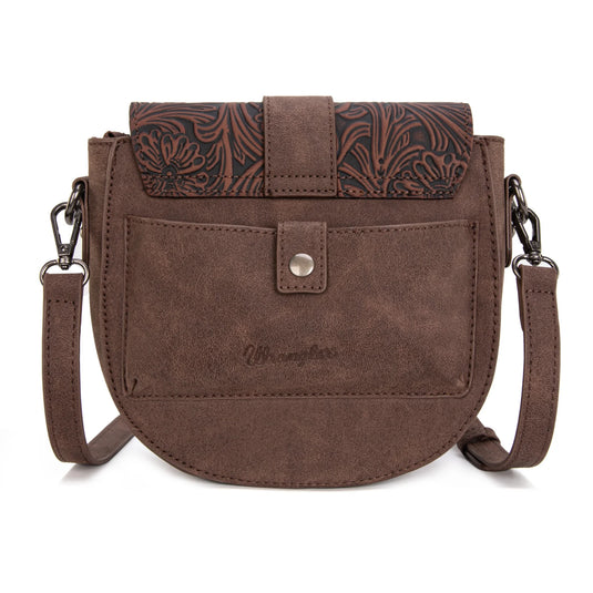 WG160-60113CF - Wrangler Western Tooled Saddle Bag Crossbody - Coffee