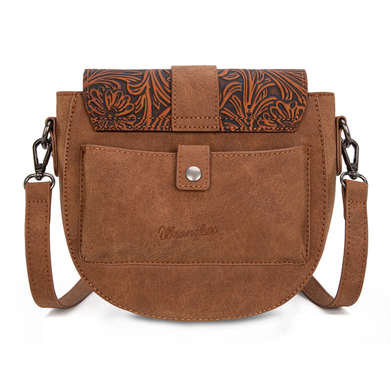 Load image into Gallery viewer, WG160-60113BR - Wrangler Western Tooled Saddle Bag Crossbody - Brown
