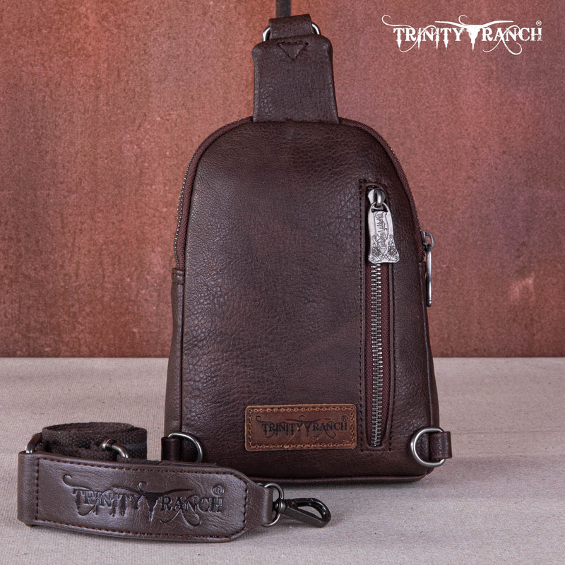 Load image into Gallery viewer, TR159-210CF - Trinity Ranch Genuine Hair-On Cowhide Collection Sling Bag - Coffee
