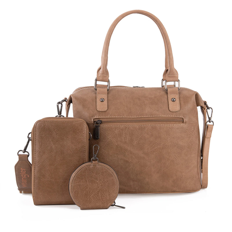 Load image into Gallery viewer, WG48S-S5110KH - Wrangler 3Pc Set Buckle Classic Barrel Satchel With Phone Wallet Crossbody
