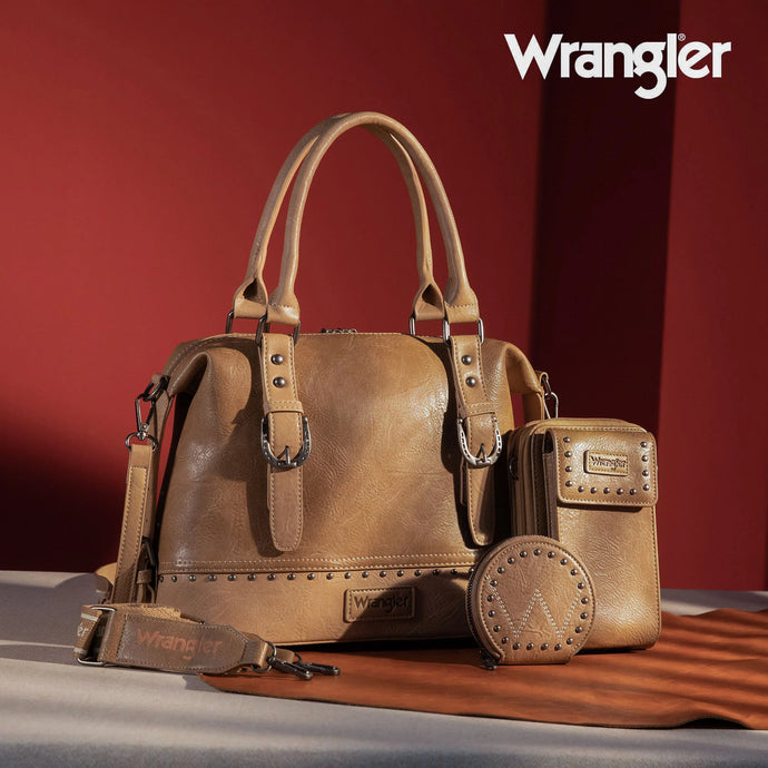 WG48S-S5110KH - Wrangler 3Pc Set Buckle Classic Barrel Satchel With Phone Wallet Crossbody