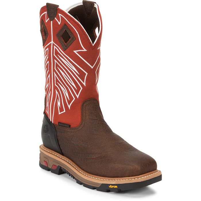 Load image into Gallery viewer, WK2115 - Justin Roughneck 12&quot; Steek Toe Waterproof Work Boot Walnut Brown
