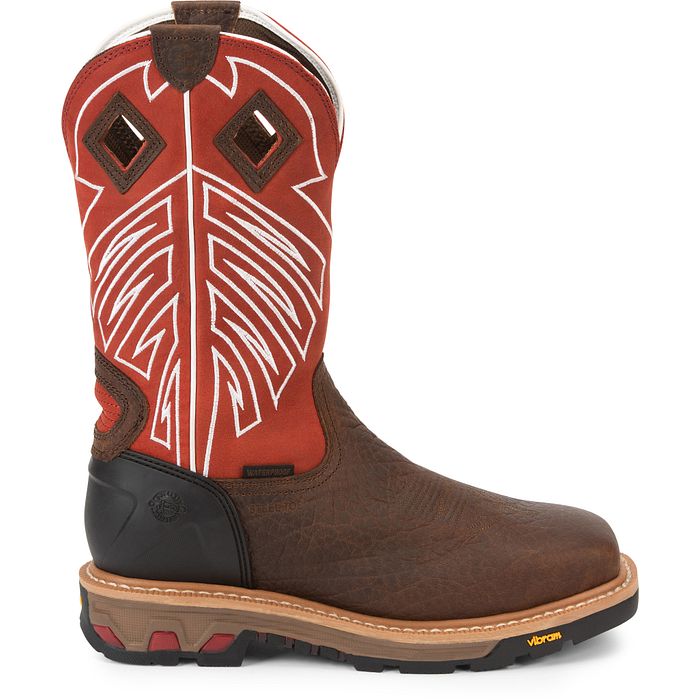 Load image into Gallery viewer, WK2115 - Justin Roughneck 12&quot; Steek Toe Waterproof Work Boot Walnut Brown
