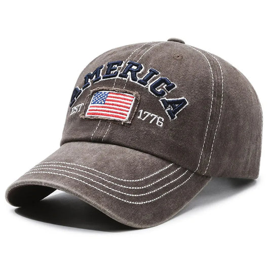 NIHCAP2 - Washed Distressed Coffee Brown America Cap