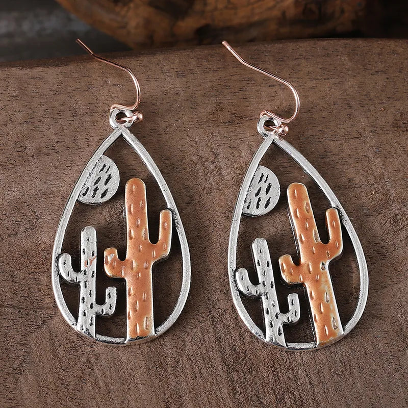 Load image into Gallery viewer, NIHER126 - Western Cactus Drop Earrings

