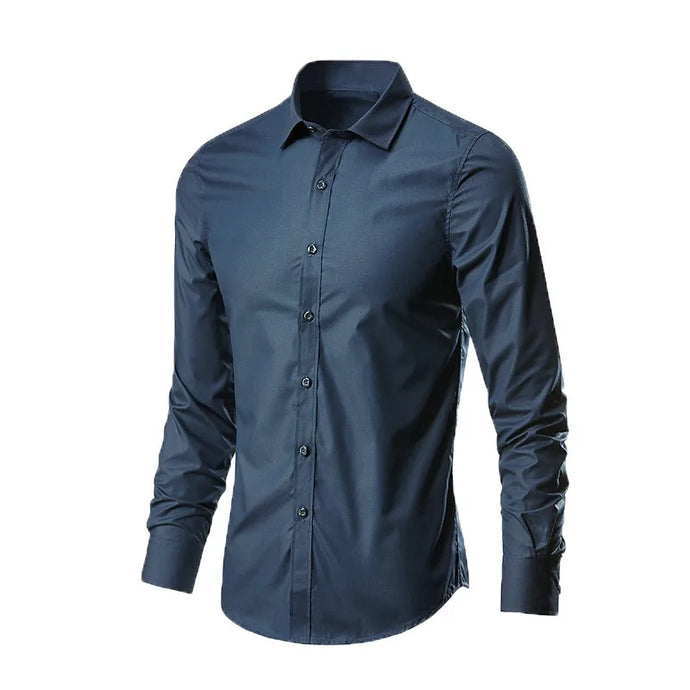 NIHMEN 8 - Men's Slim Fit Navy Casual Shirt