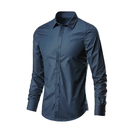 NIHMEN 8 - Men's Slim Fit Navy Casual Shirt