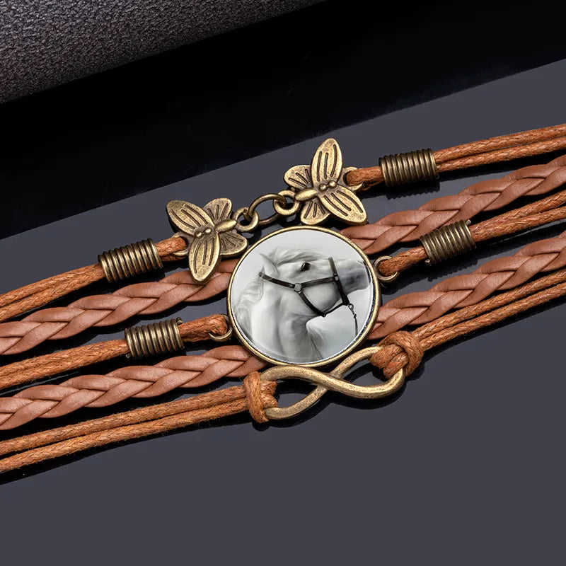 Load image into Gallery viewer, NIHBC52 - Horse &amp; Butterflies PU Leather Bracelet
