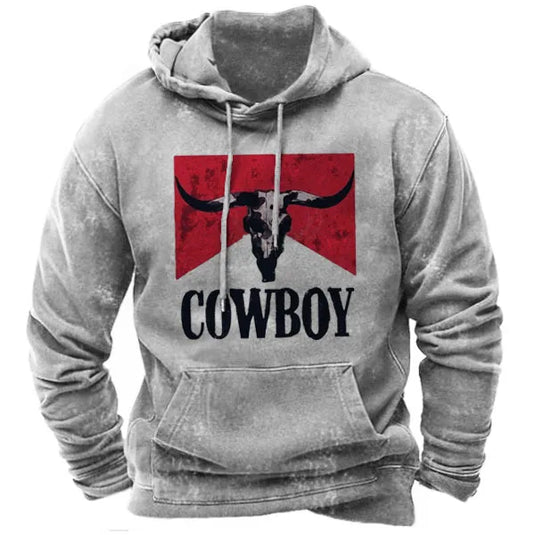 NIHSWST1 - Men's Athletic Grey Cowboy Printed Sweatshirt