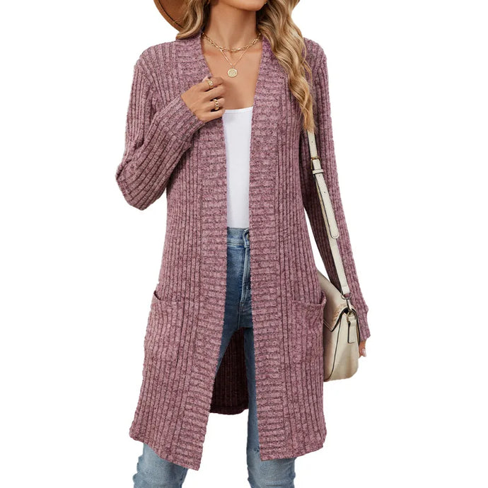 NIHJKT4 - Women's Fuchsia Long Sleeve Pocket Sweater