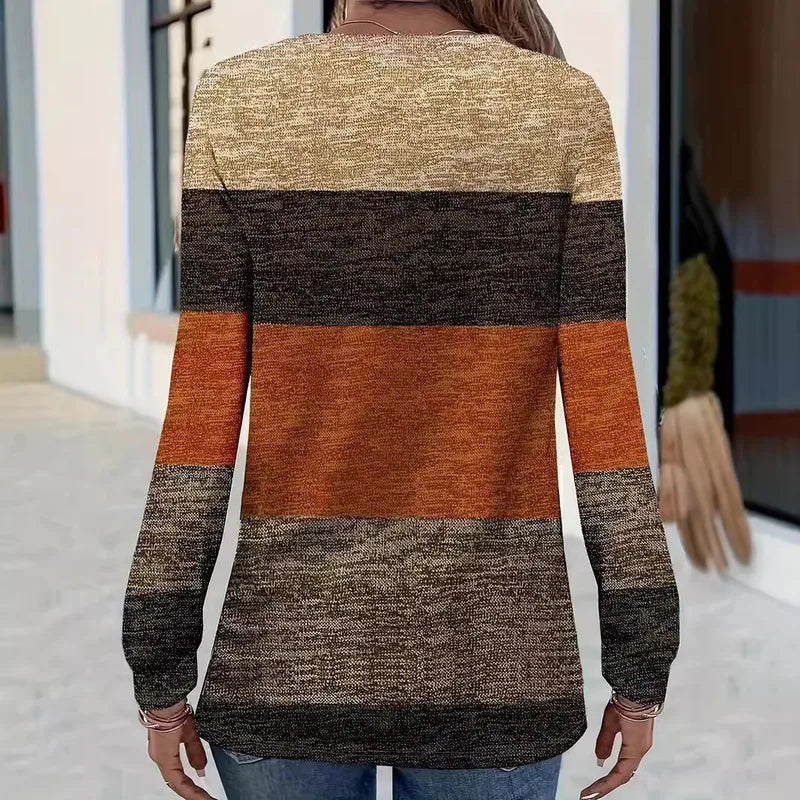 Load image into Gallery viewer, NIHTS8 - Women&#39;s Colorblock Long Sleeve V Neck Shirt
