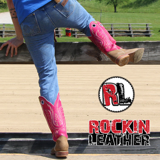 1105 - RockinLeather Men's Buckaroo Pink Shaft Western Boot