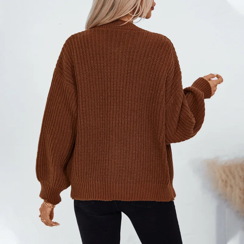 Load image into Gallery viewer, NIHTS50 - Ladies Caramel Loose Fit Open Cardigan with Buttons
