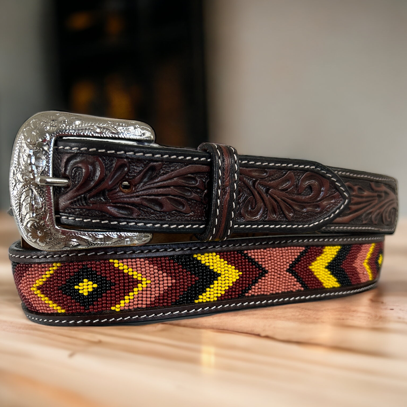 Load image into Gallery viewer, XB-4081 - Twisted X Beaded Leather Belt

