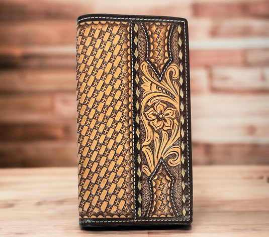 XH887R - Twisted X Floral And Basketweave Rodeo Wallet