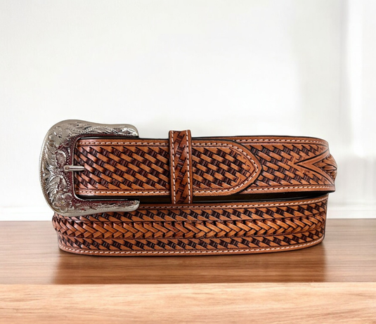 XWB697 - Twisted X Basketweave Leather Belt