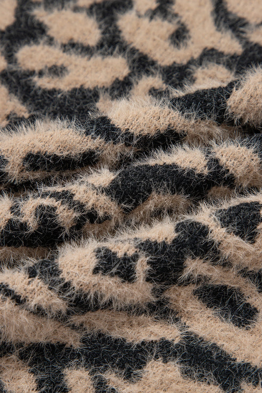 DLLS795 - Ladies Black Leopard Print Knit Sleeveless Regular Wash Sweater Vest