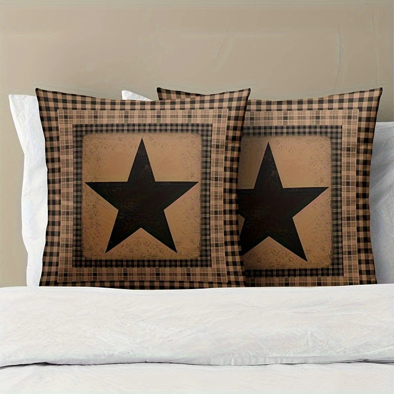Load image into Gallery viewer, TMPL64 - Set of 2 - 18&quot; x 18&quot; Farmhouse Star Throw Pillows
