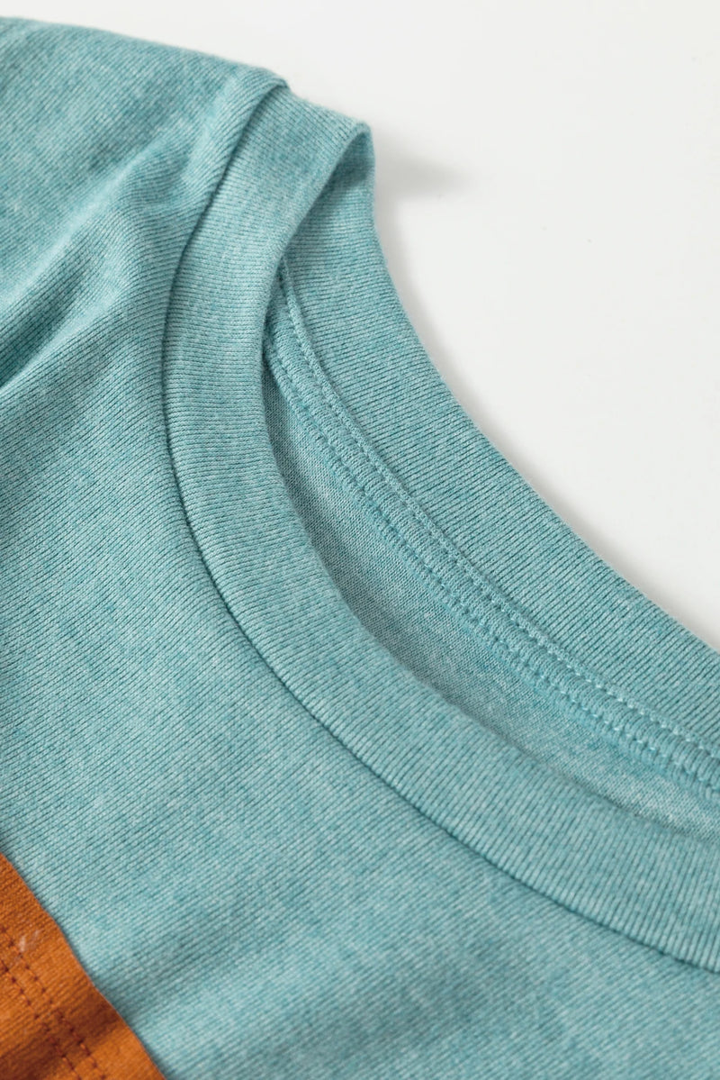 Load image into Gallery viewer, DLLS517 - Ladies Mint Green Color Block Striped Detail Loose T Shirt
