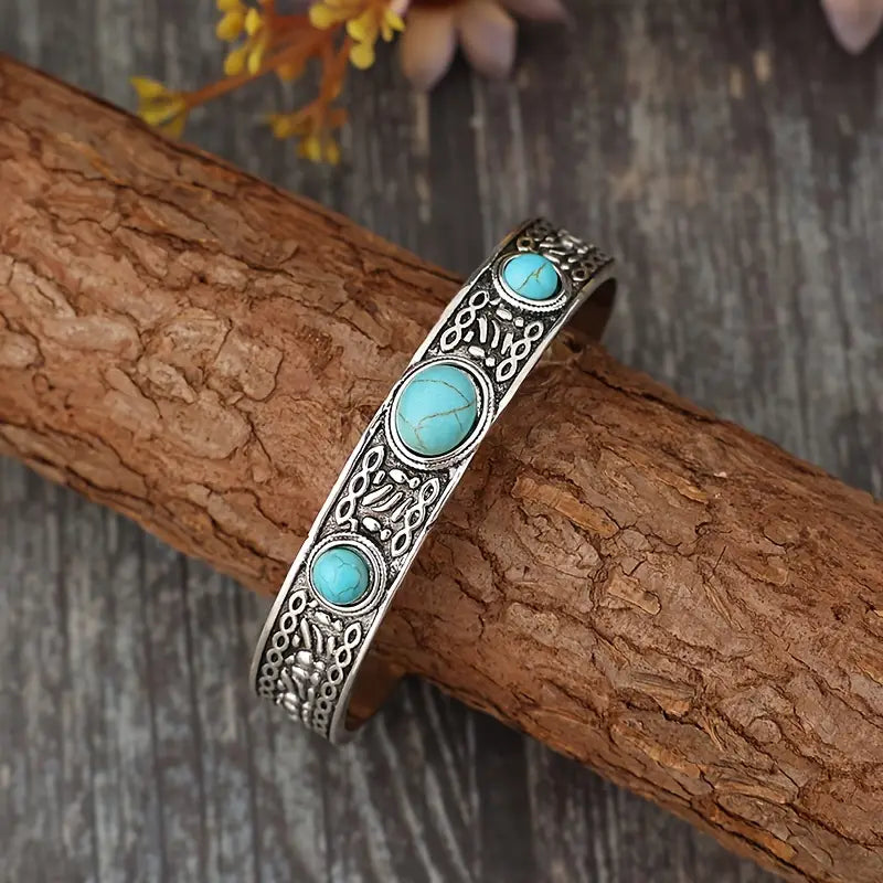 Load image into Gallery viewer, TMBC9 - Synthetic Turquoise Bangle Bracelet
