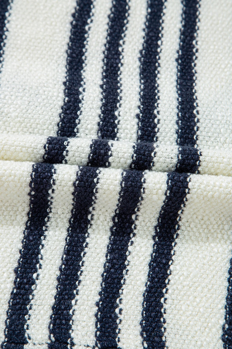 Load image into Gallery viewer, DLLS740 - Ladies Blue Stripe Loose Buttoned V Neck Sweater Vest

