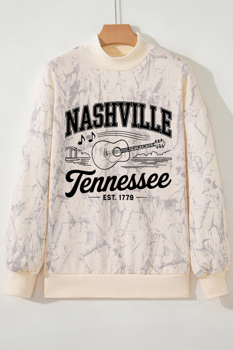 Load image into Gallery viewer, DLLS421 - Ladies Khaki Vintage Nashville Tennessee Tie Dye Baggy Sweatshirt
