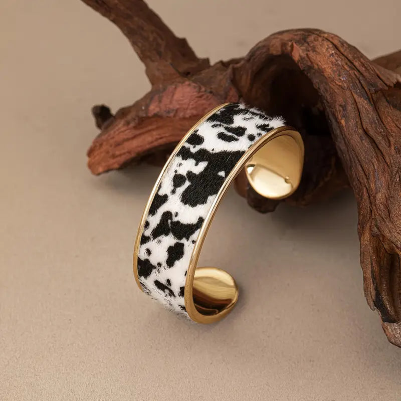 Load image into Gallery viewer, TMBC8 - Cowhide Print Bangle Bracelet
