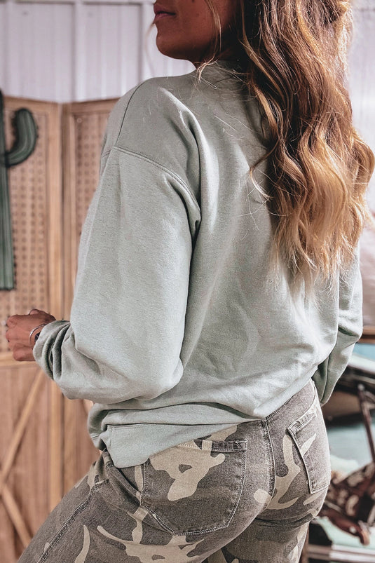 DLLS871 - Ladies Floral Buffalo Plaid Striped Embroidered Patch Western Pullover Sweatshirt
