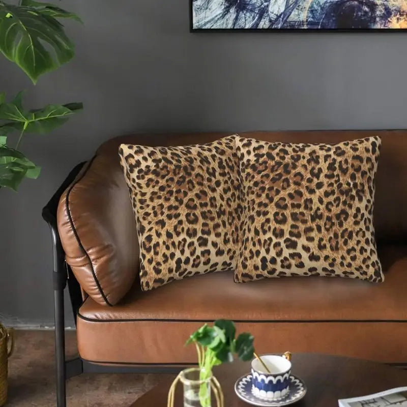 Load image into Gallery viewer, TMPL56 - Set of 2 - 18&quot; x 18&quot; Leopard Print Throw Pillows
