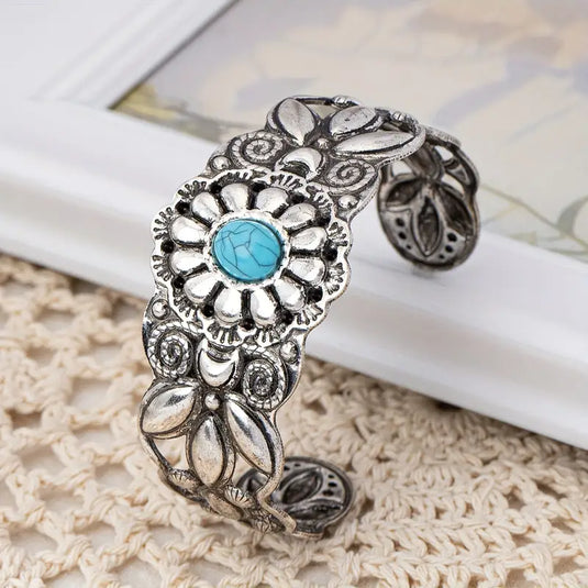 TMBC43 - Open Design Turquoise Bracelet