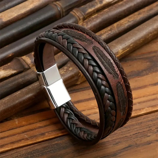 TMBC30 - Multi Layer Woven Feather Bracelet