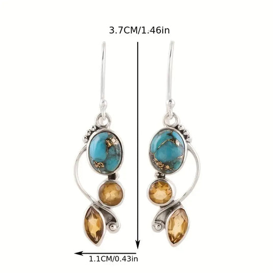 TMER51 - Turquoise Water Inlaid Drop Earrings