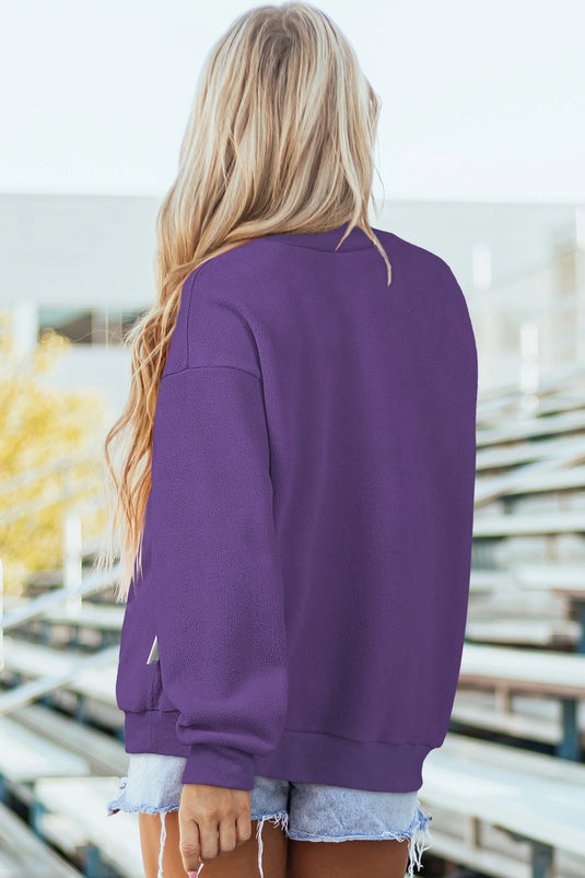 DLLS1132 - Ladies Tillandsia Purple Oversize Reversible Mock Neck Sweatshirt