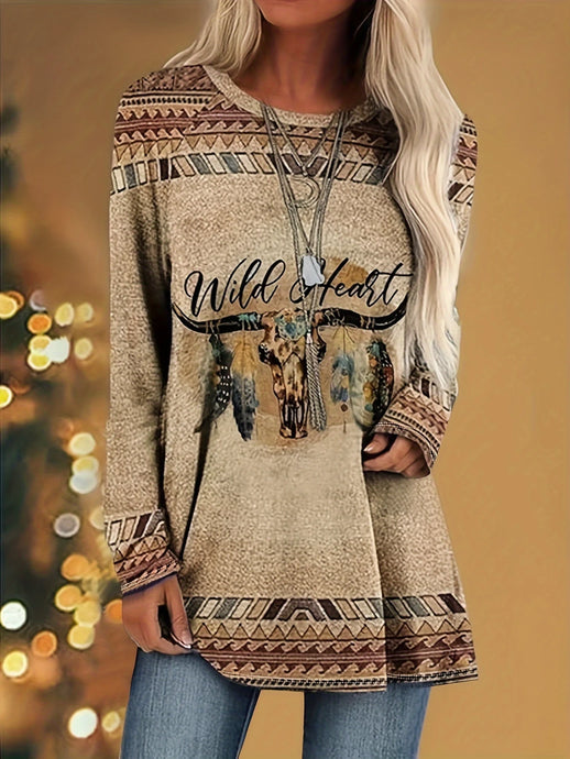 TMTSHT26 - Women's Western Wild Heart Tunic Shirt